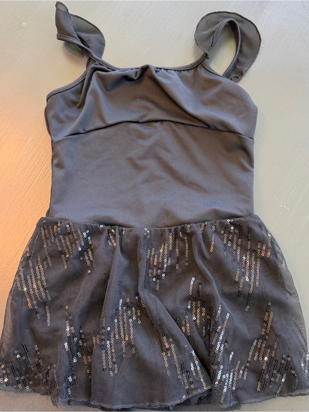 Leo Black Sequin Tulle Ballet Dance Leotard Costume Sz 8-10